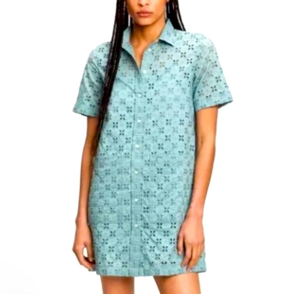 gap eyelet shirt dress Eyelet Trapeze Maxi Shirt Dress
